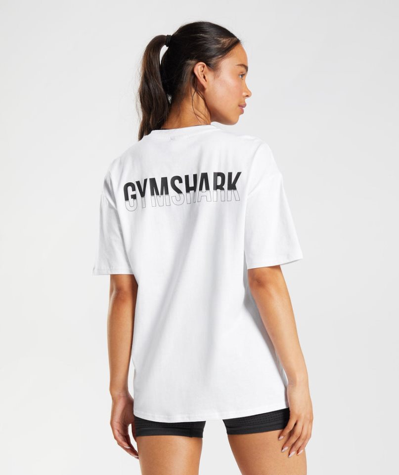 Women\'s Gymshark Fraction Oversized T-Shirts White | CA 1D5A86